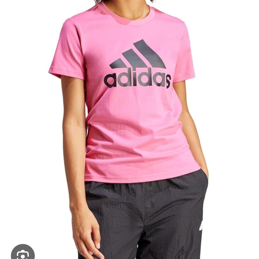 Adidas Vibrant Pink Tee with Black Logo